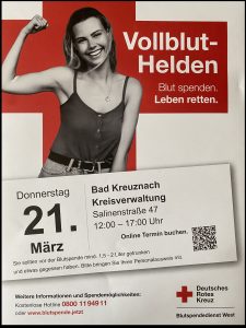 Blutspendenaktion - Vollbluthelden am 21.März 2024 in der Kreisverwaltung Bad Kreuznach